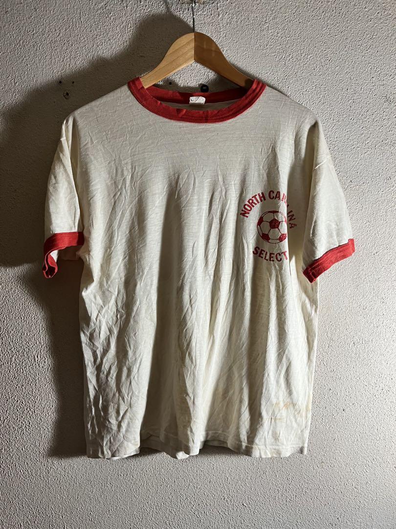80s VINTAGE ホワイト　レッド　スペシャル　サッカー　tシャツ　古着