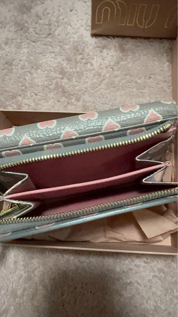 miumiu ハート柄 二つ折り財布 マドラスレザー
