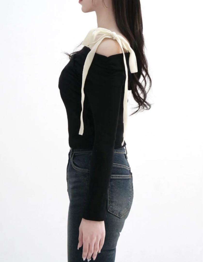 トップス yilon shoulder ribbon knitsew yilon SHOULDER RIBBON KNITSEW