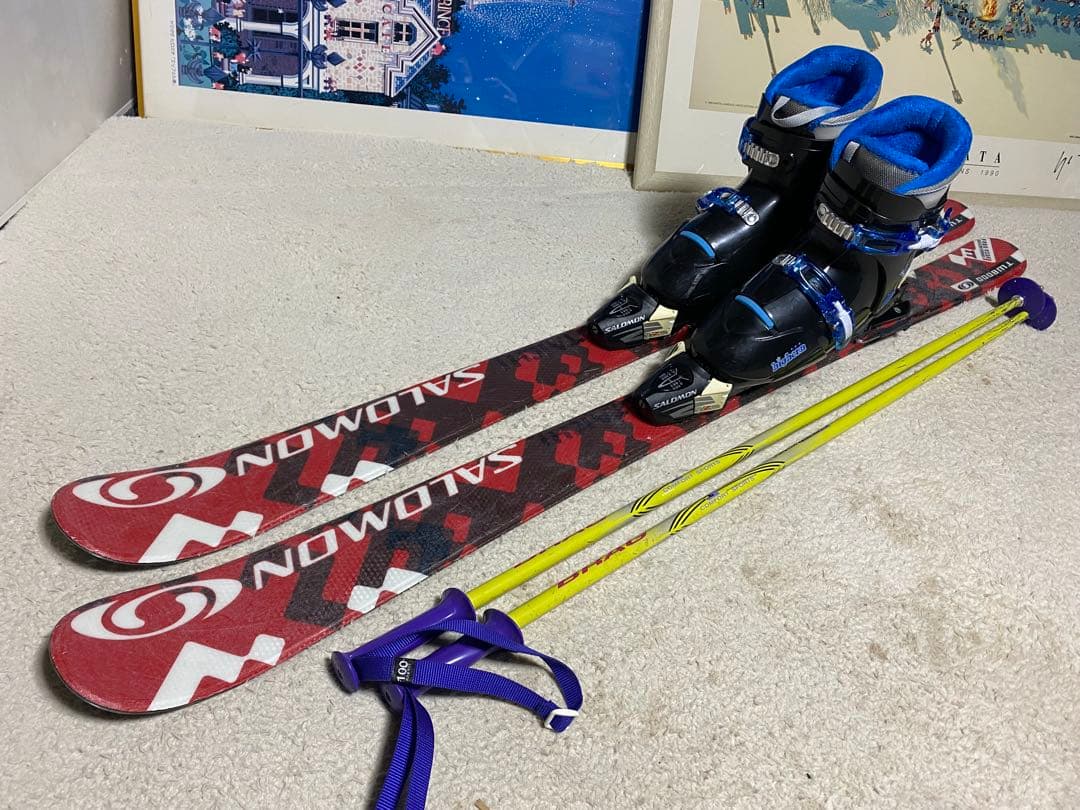 jr サロモン スキーセット130cmブーツ 24cmストック 100cm子ども用