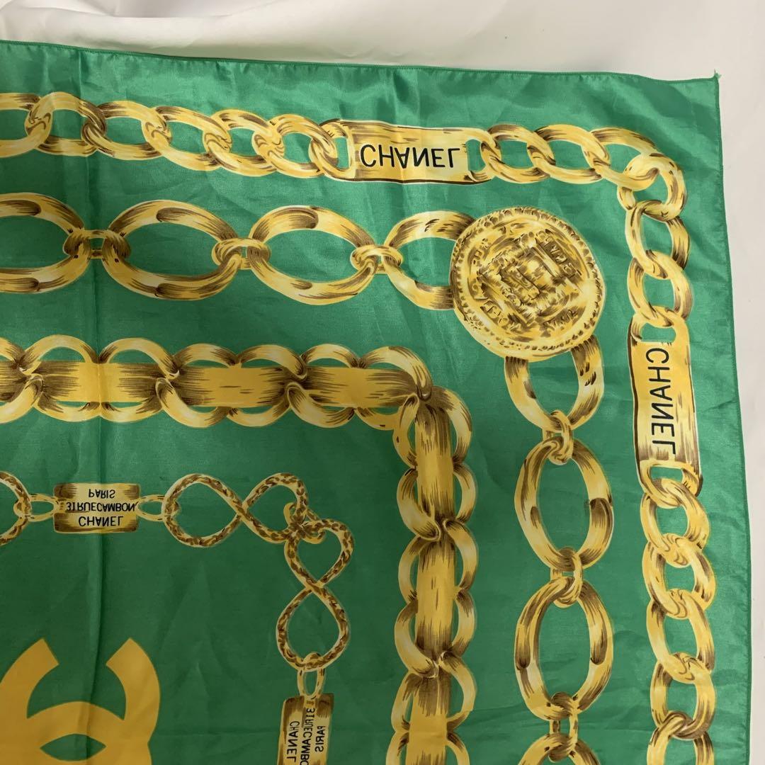 CHANEL　シャネル　スカーフ　ココマーク　チェーン　カンボン　大判スカーフ