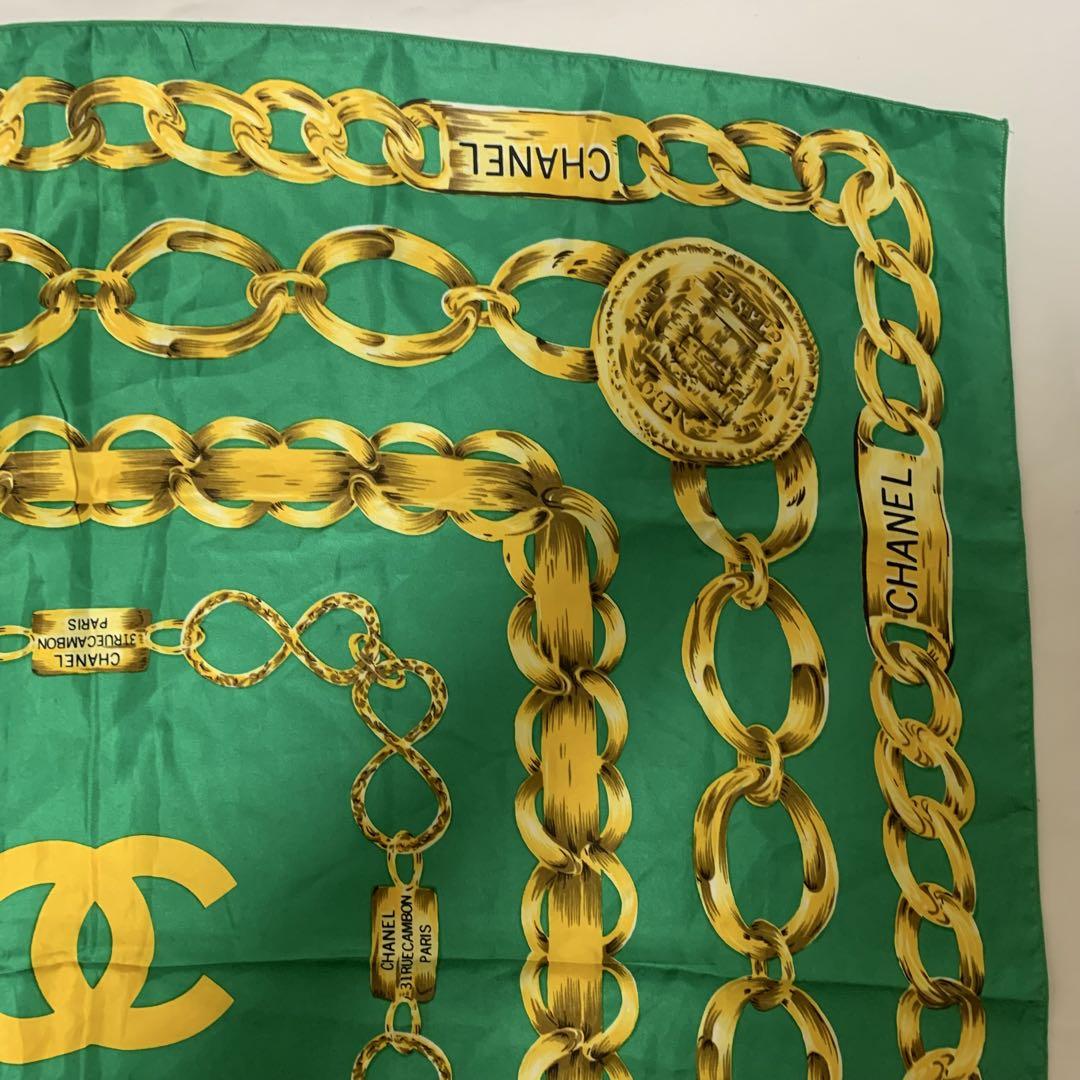 CHANEL　シャネル　スカーフ　ココマーク　チェーン　カンボン　大判スカーフ