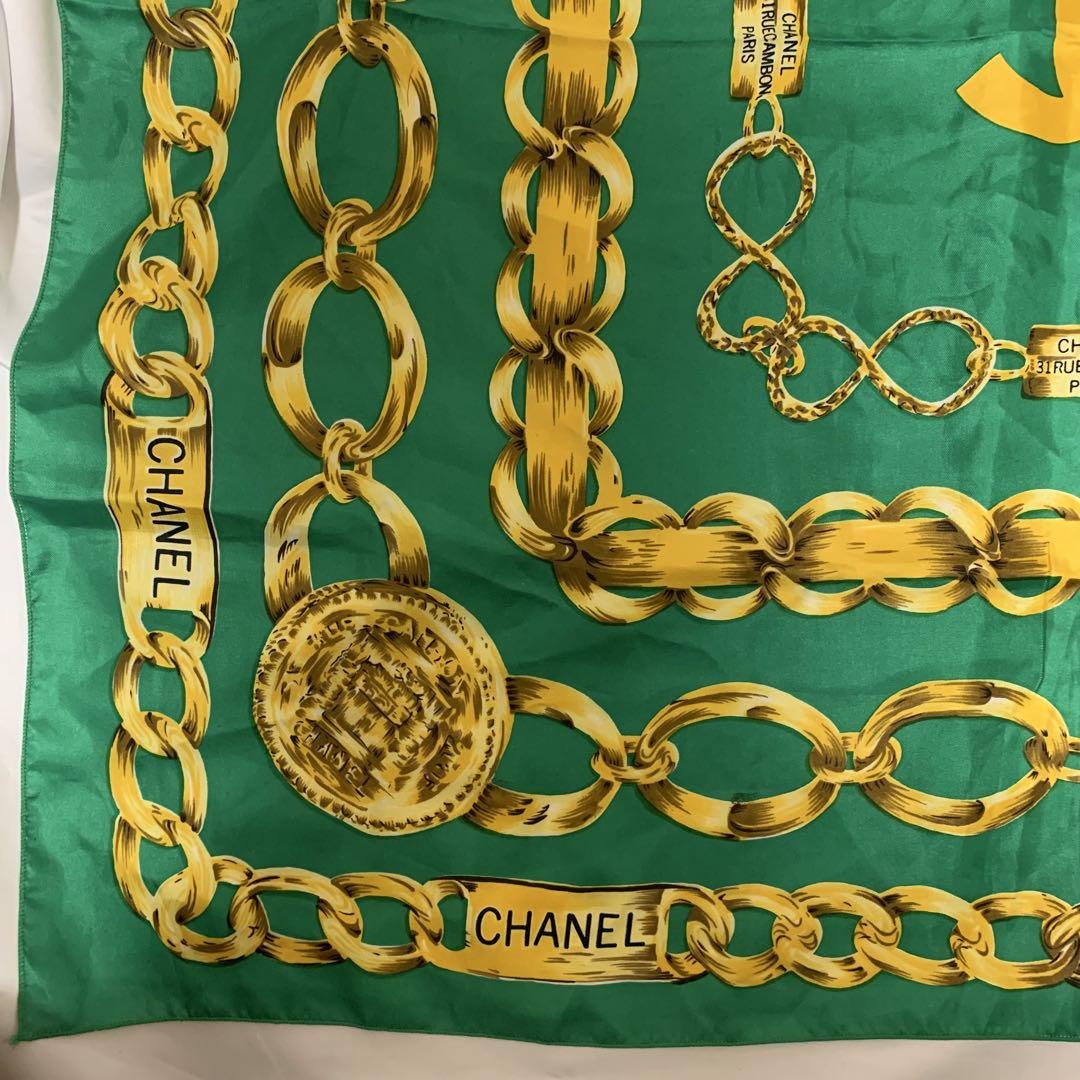 CHANEL　シャネル　スカーフ　ココマーク　チェーン　カンボン　大判スカーフ