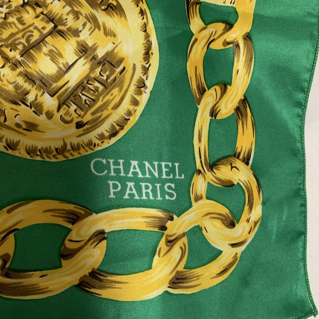 CHANEL　シャネル　スカーフ　ココマーク　チェーン　カンボン　大判スカーフ