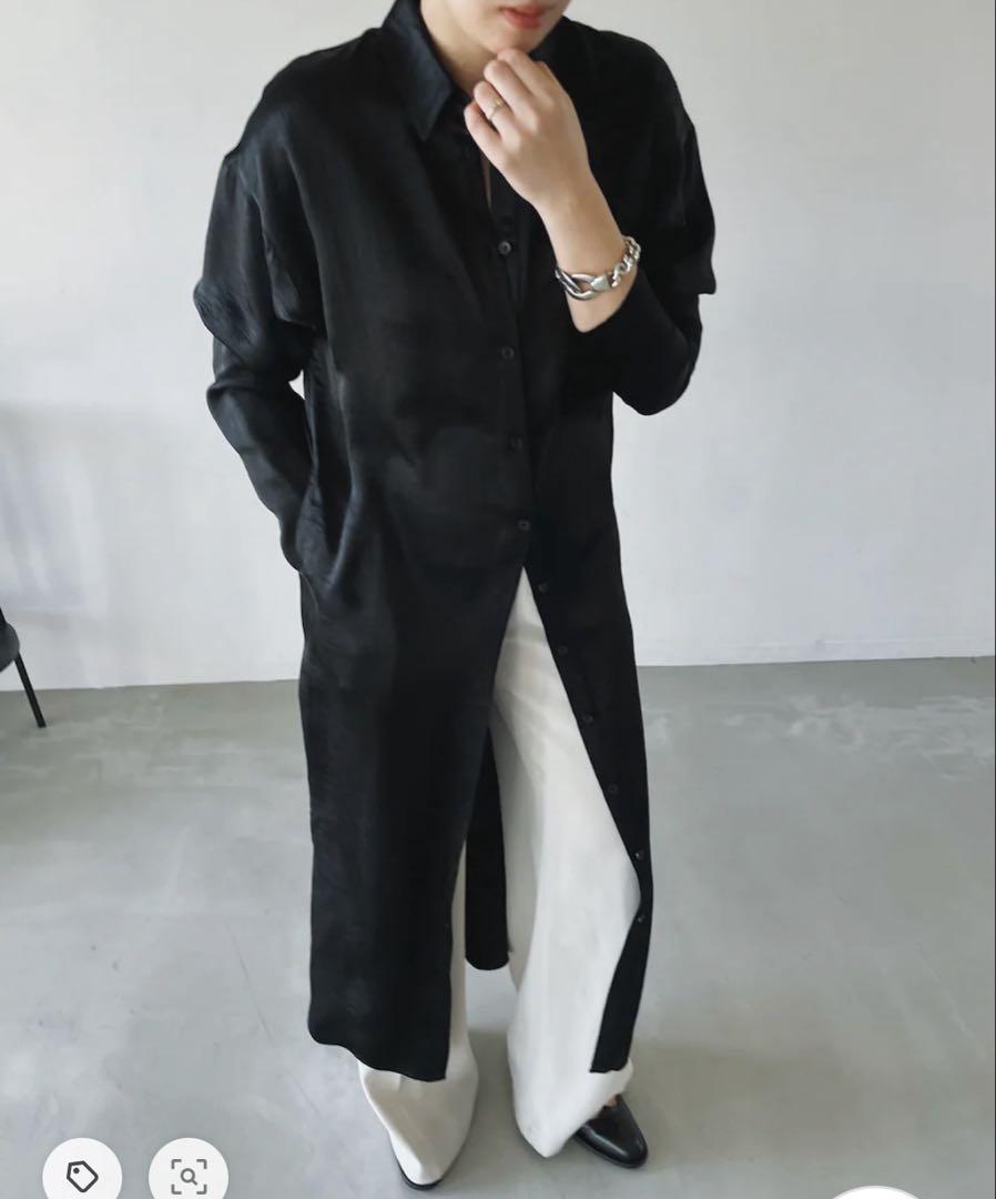 ワンピース RIM.ARK Washer satin shirt OP/BLK