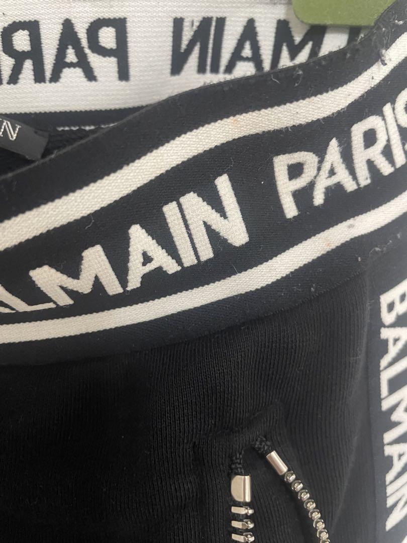 BALMAIN バルマン　テープロゴジップパーカー　セットアップ　希少　ブラック