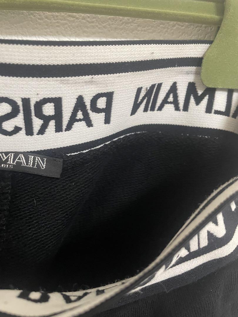 BALMAIN バルマン　テープロゴジップパーカー　セットアップ　希少　ブラック