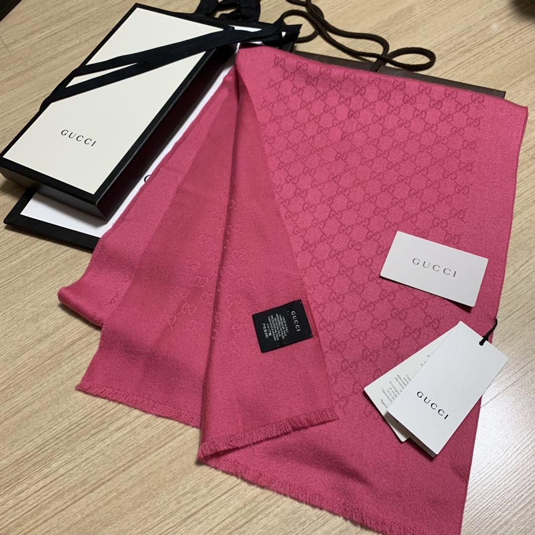 カシミヤ新品✨GUCCIマフラー❗️箱紙袋セット❗️グッチマフラー　レディース