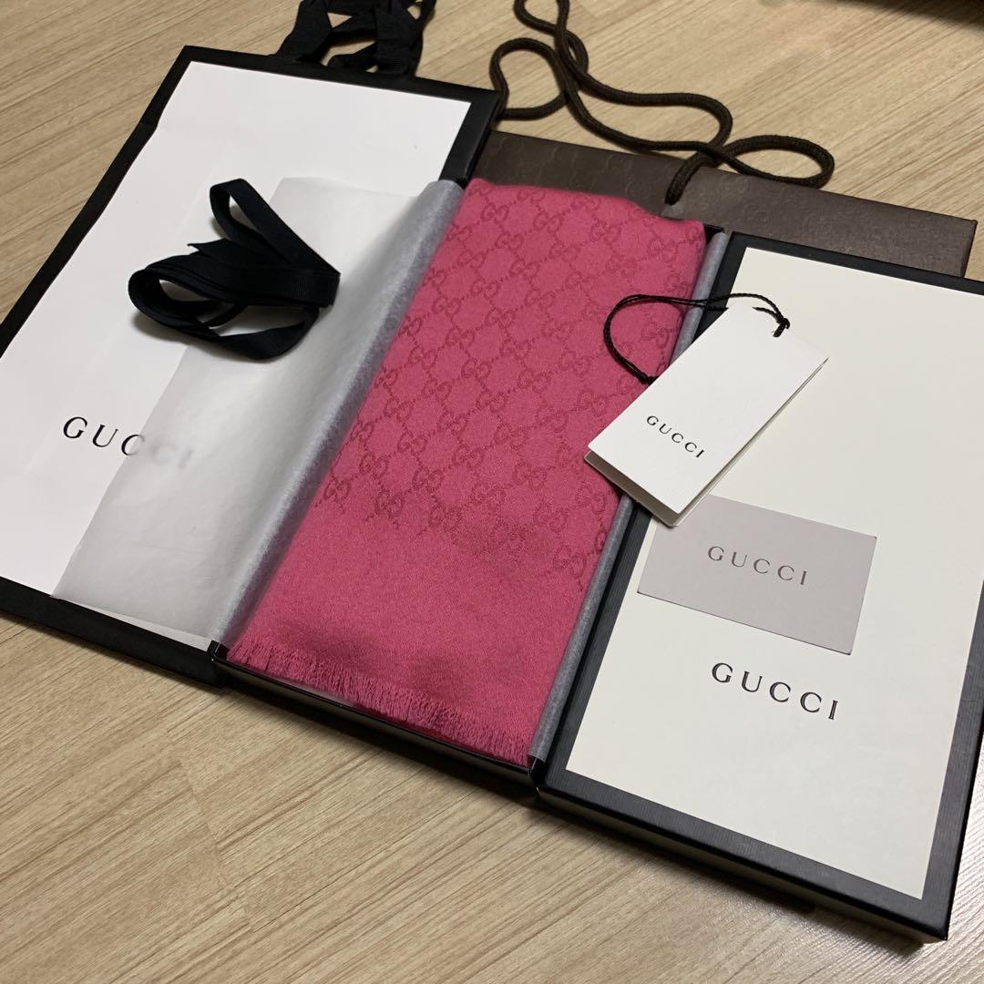 カシミヤ新品✨GUCCIマフラー❗️箱紙袋セット❗️グッチマフラー　レディース