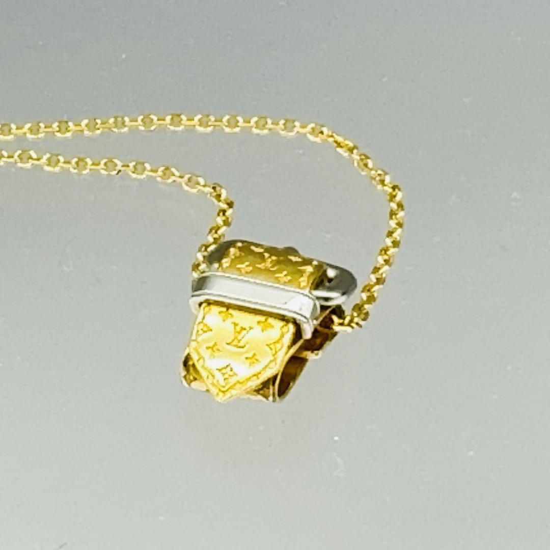 【美品】ルイヴィトン　モノグラム ベルトモチーフ　ネックレス　ゴールドカラー 美品】ルイヴィトンモノグラム ベルトモチーフネックレス