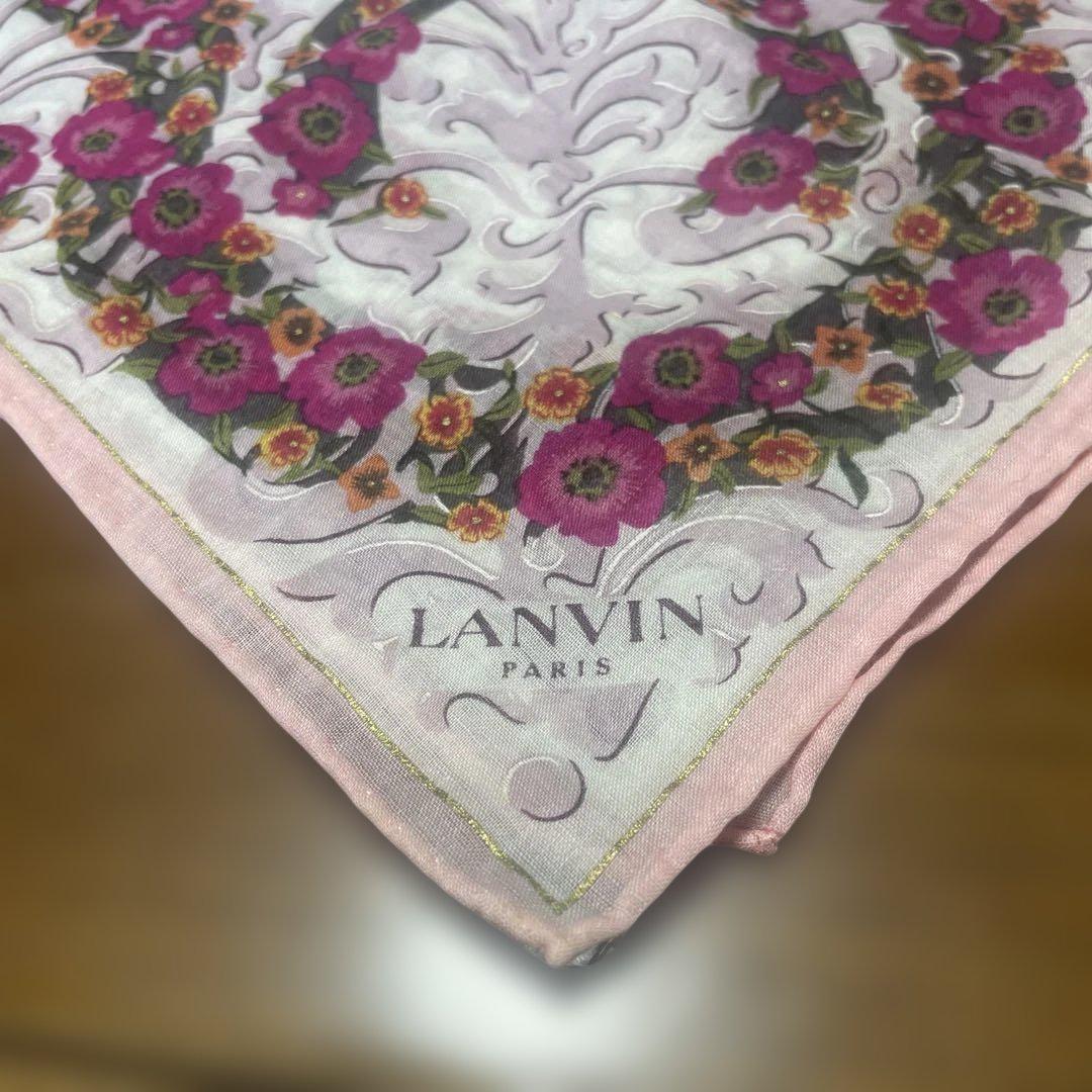 LANVIN ランバン スカーフ ハンカチピンク　未使用品 LANVIN COLLECTION ランバン コレクション 大判 ハンカチ