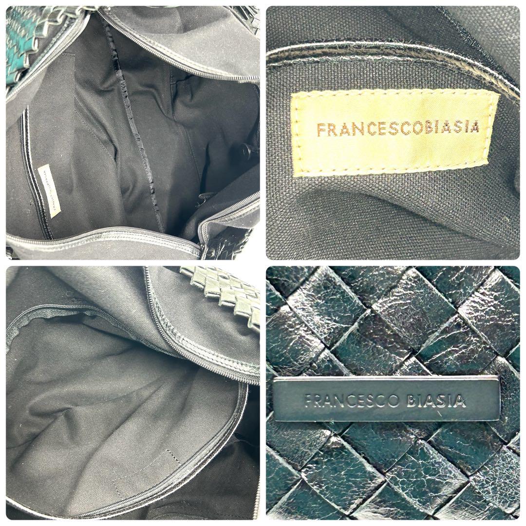 FRANCESCO BIASIA ボストンバッグ 本革 イントレチャート 黒