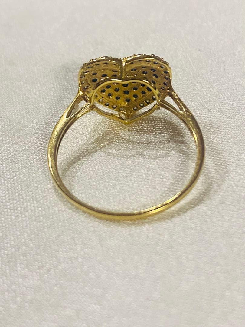 k18ブラックダイヤ ハートリング14号 k18ブラックダイヤ ハートリング14号