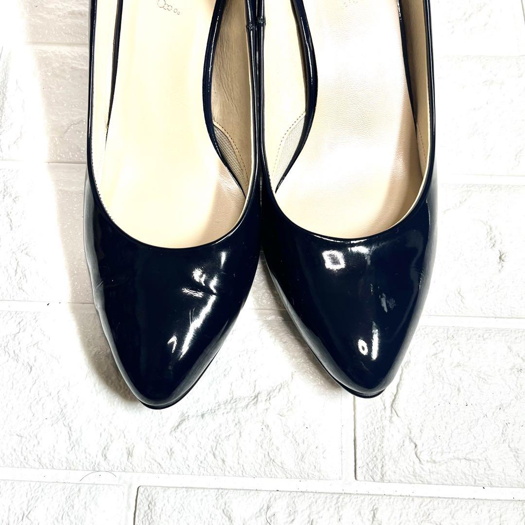 【美品】Riz raffinee エナメルパンプス　ビジネスシューズ　冠婚葬祭