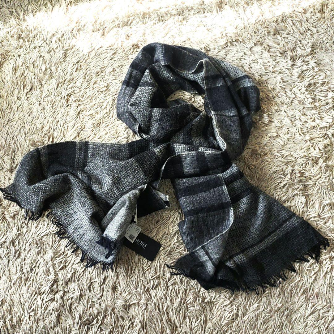 【新品タグ付き・カシミヤ混】HUGO BOSS　ヒューゴボス　マフラー　ストール
