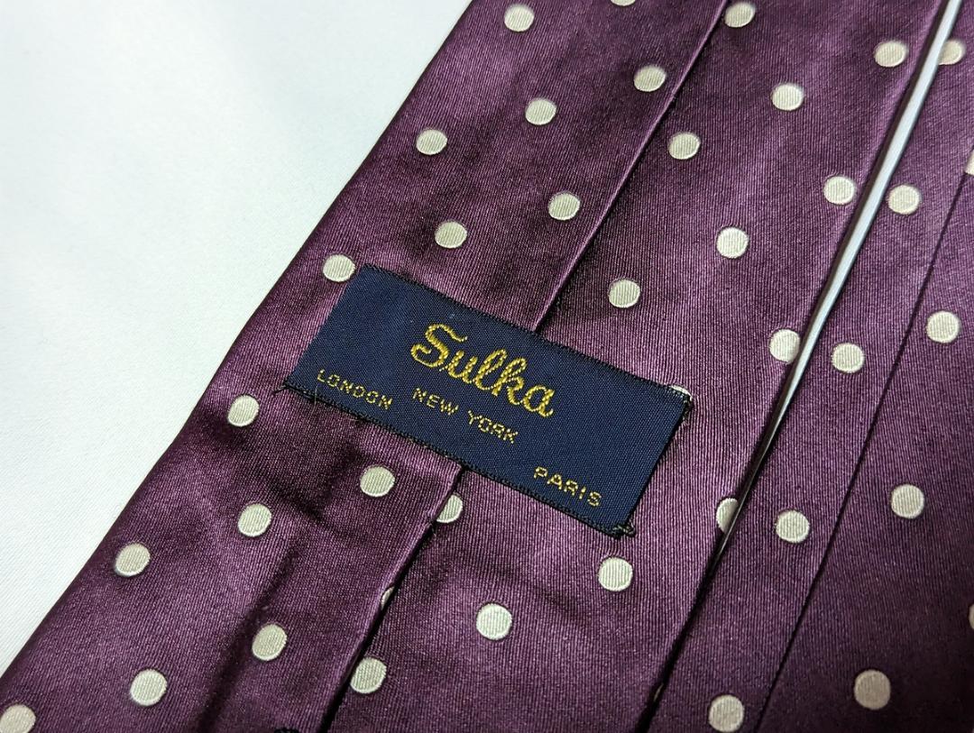 Sulka 70sヴィンテージ ぬるぬるの極上サテンシルク ネクタイ パープル