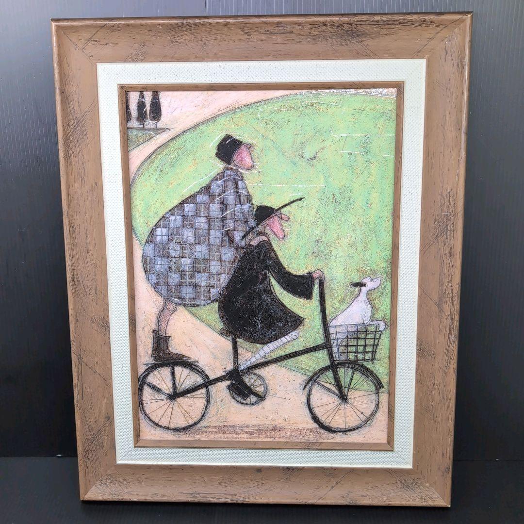 絵画 サムトフト 二人乗り 額縁・壁掛けフック付 特殊ゲル加工アート