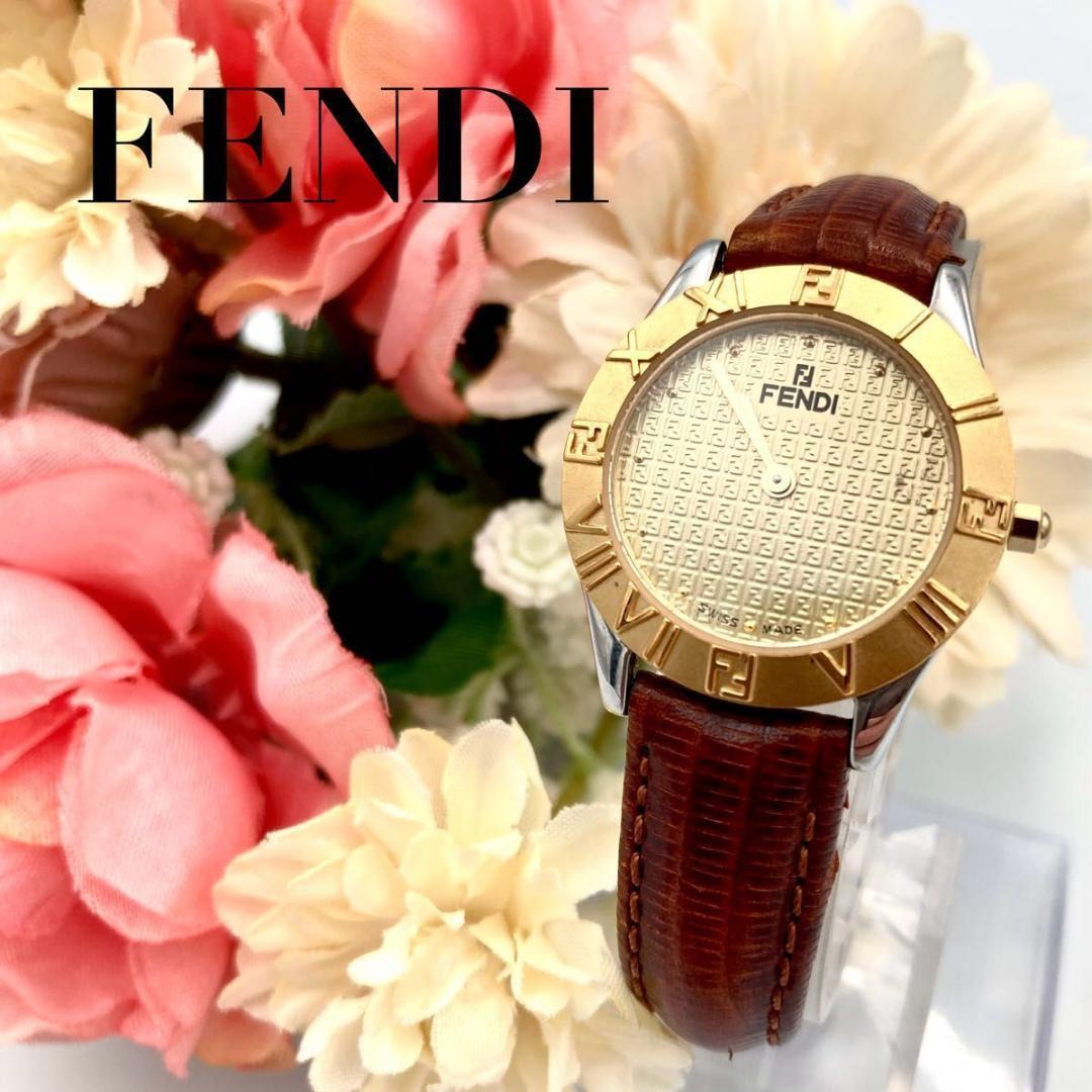 FENDI フェンディ 2000L 腕時計 オロロジ ズッカ柄 純正ベルト 稼働