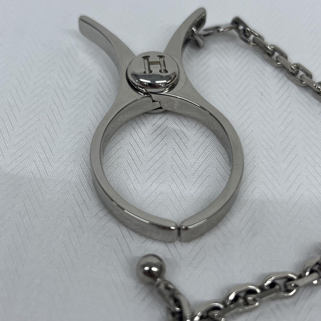 美品　エルメス　グローブホルダー　シルバー　チャーム　チェーン　キーホルダー