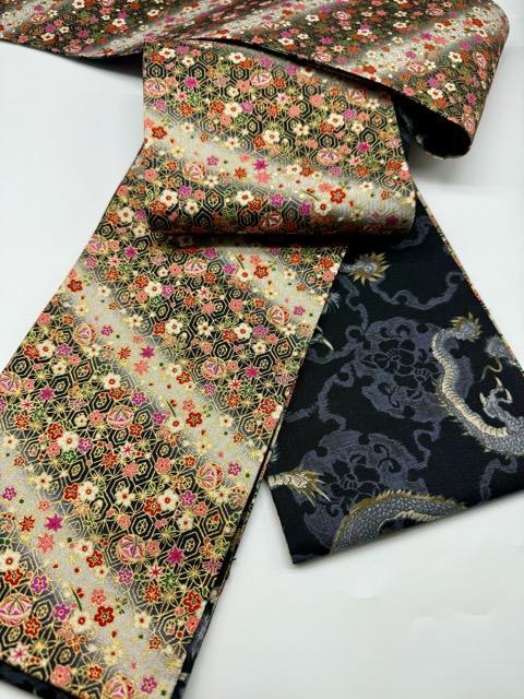 目玉商品】4188木綿半幅帯 龍柄 豪華水引帯留め・根付・絹帯締め 目玉商品】4188木綿半幅帯 龍柄 豪華水引帯留め・根付・絹帯締め