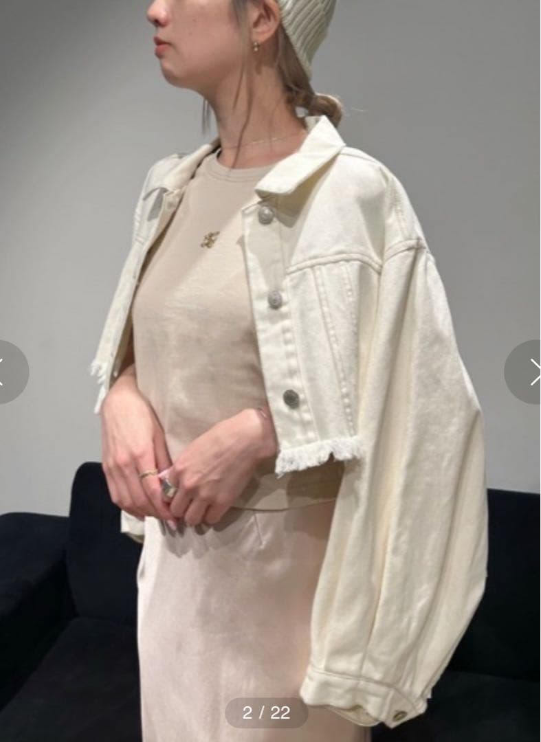 SNIDELマイクロショートデニムジャケット オフホワイト