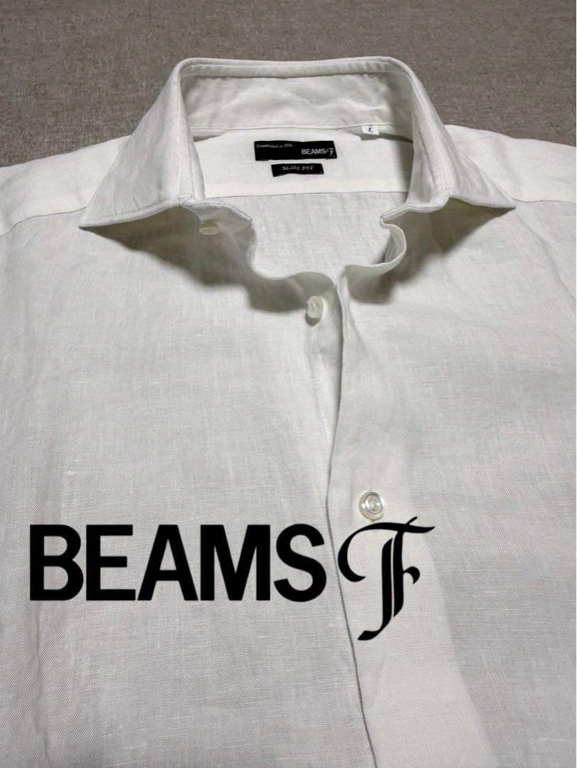 BEAMS F／ビームスエフ／リネンシャツ／ワイドスプレッドカラー／ホワイト／Lトップス