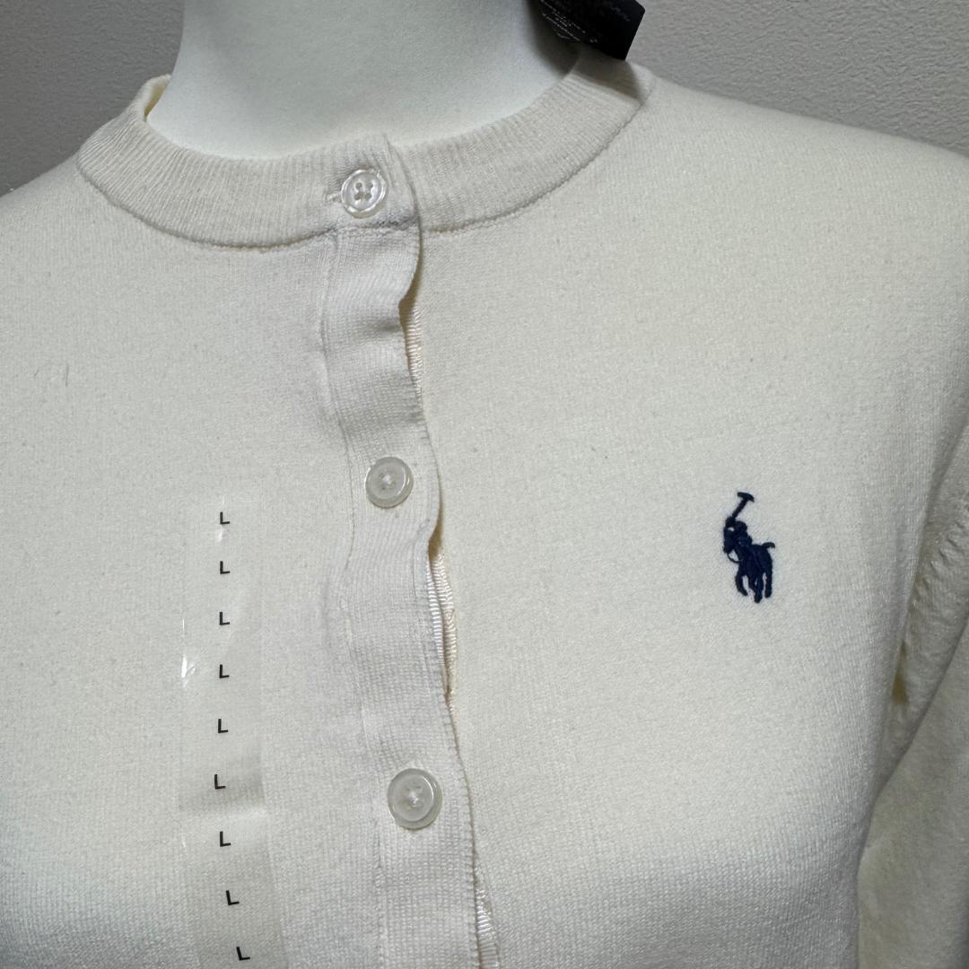 【新品タグ付】 ラルフローレン 長袖カーディガン 白 L 新品 Polo by Ralph Lauren 長袖 カーディガン L ホワイト