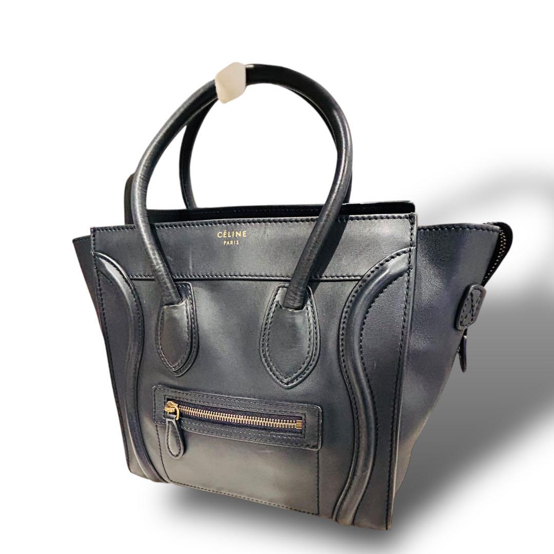 美品 CELINE セリーヌ　ラゲージトート　バッグ　大容量　A4収納　ネイビ