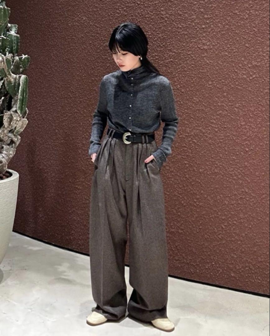 6（ロク）の「＜6(ROKU)＞アルパカブレンド ランダムリブ ニット