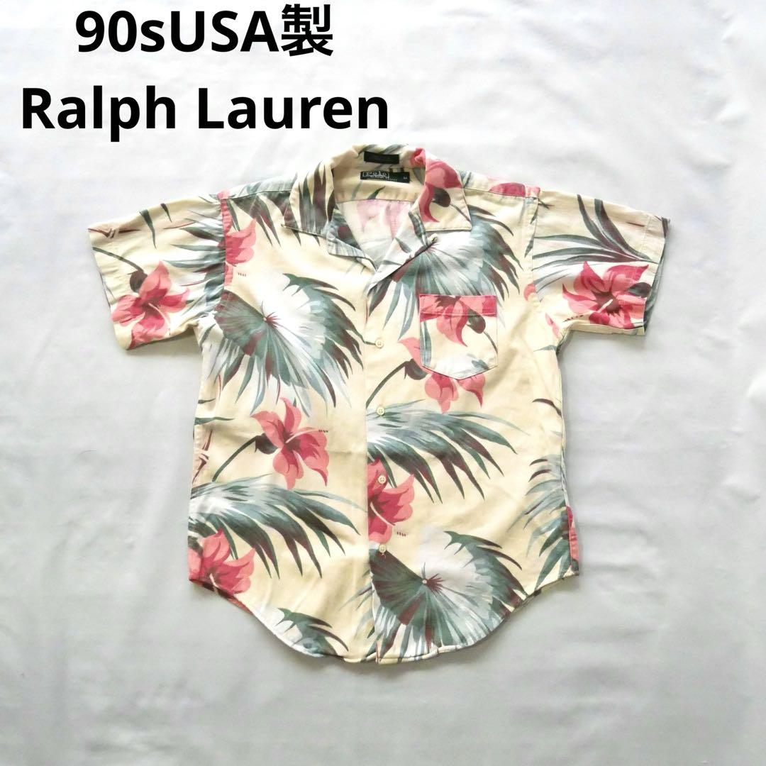 USA製 90s RalphLauren ラルフローレン　花柄ハワイアンシャツ