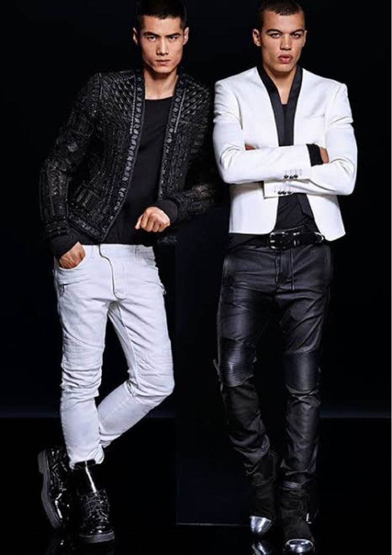 バルマン H&M パンツ シルク テーパード ワイド ブラック BALMAIN