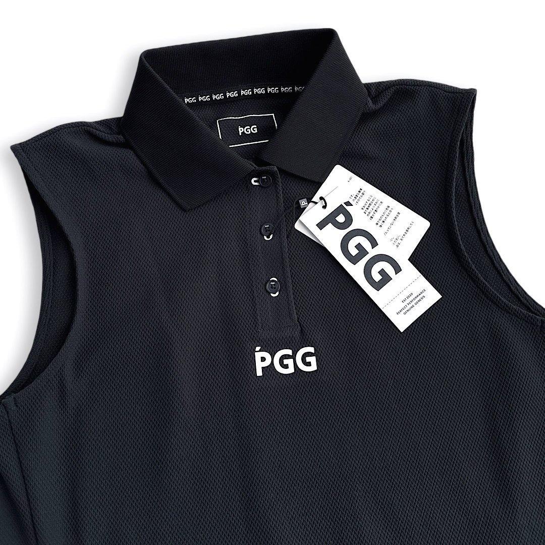 100%正規品 PGG 158 新品タグ付き 0 ダークネイビー ノースリーブポロシャツ レディースウェア