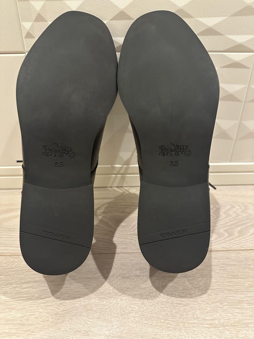 【未使用】COACH コーチ　プレーントゥ　レザーシューズ　革靴　黒26.5cm 美品】COACH コーチ プレーントゥレザーシューズ 革靴ブラック26.5cm