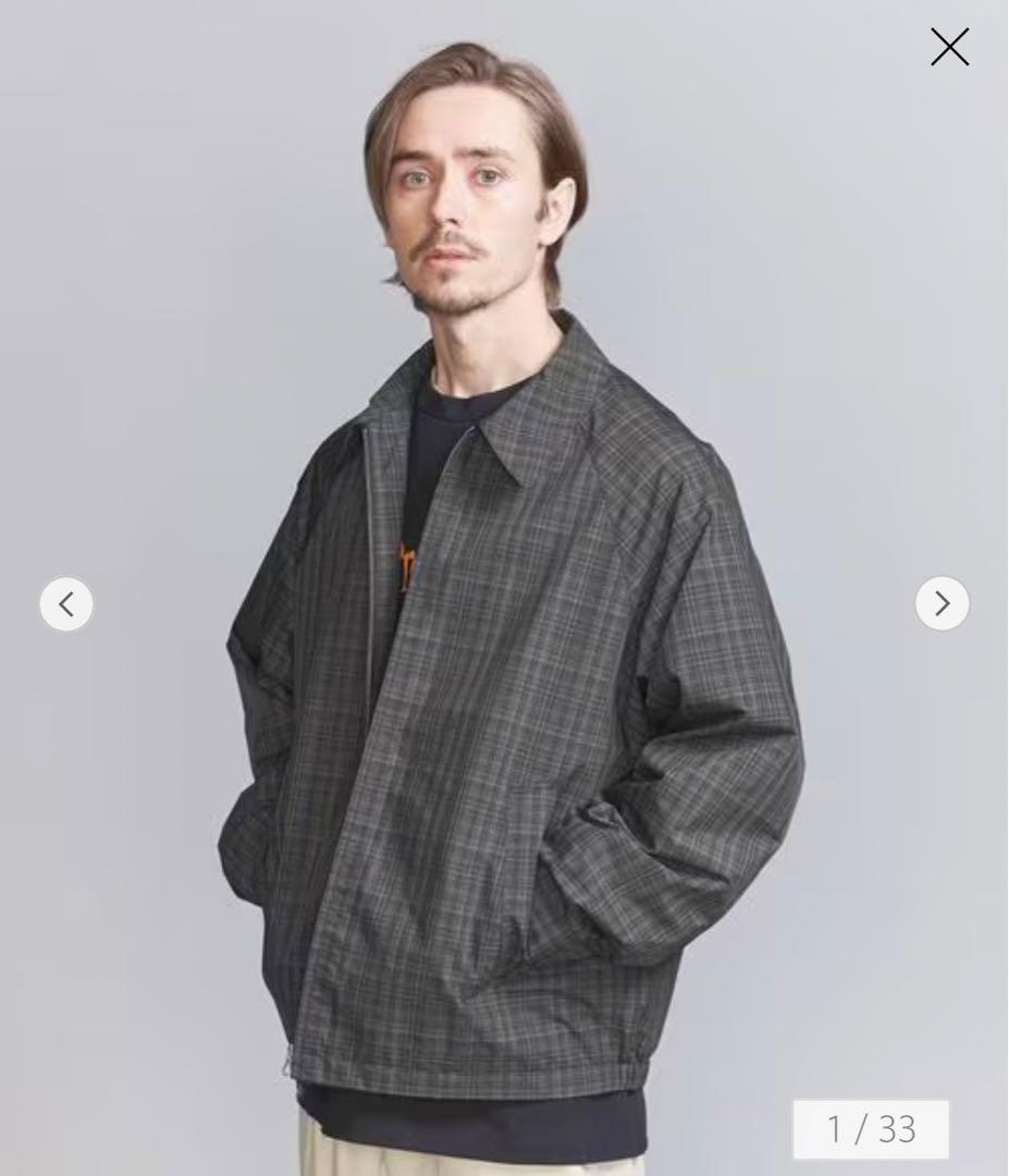 【BEAUTY & YOUTH】アブストラクト チェック ジップ ブルゾン 【BEAUTY & YOUTH】アブストラクト チェック ジップ ブルゾン