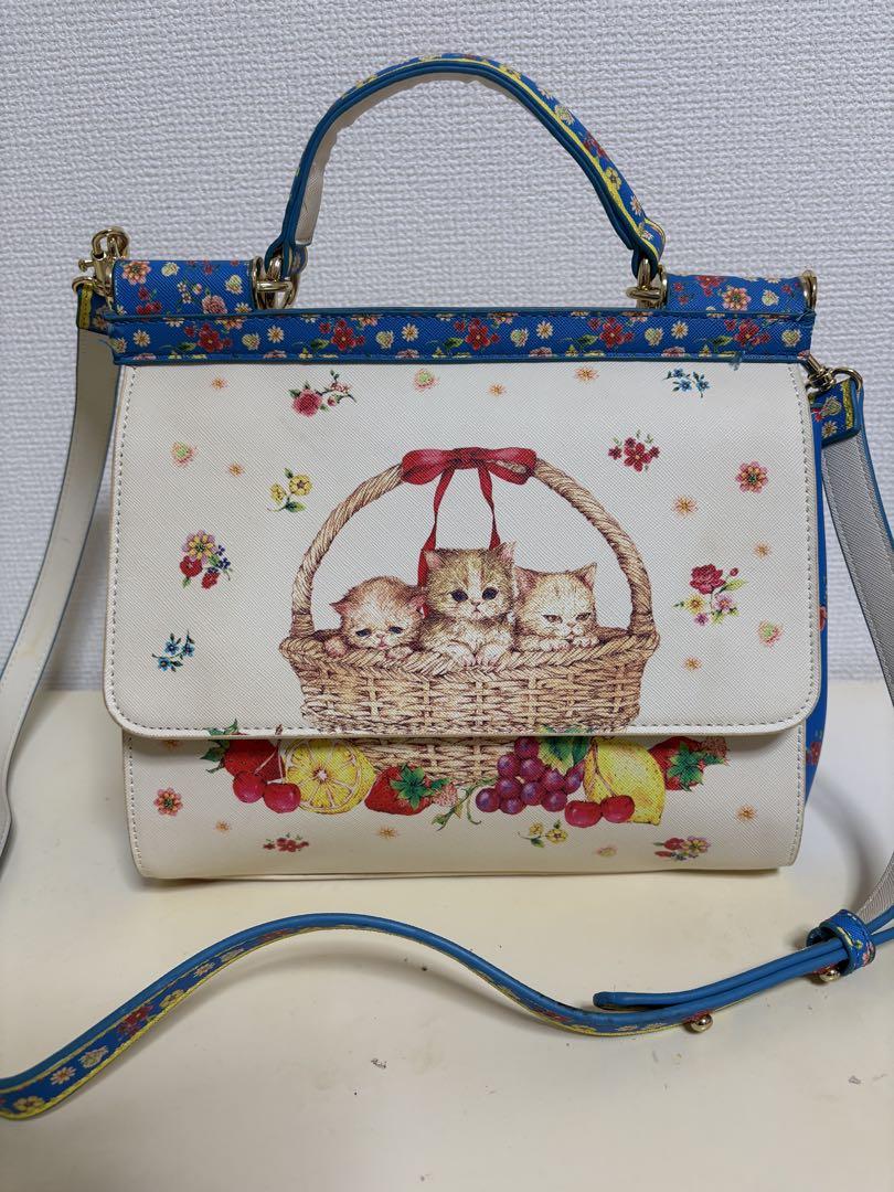 フランシュリッペ☆バスケット猫柄☆2WAYショルダーバッグ