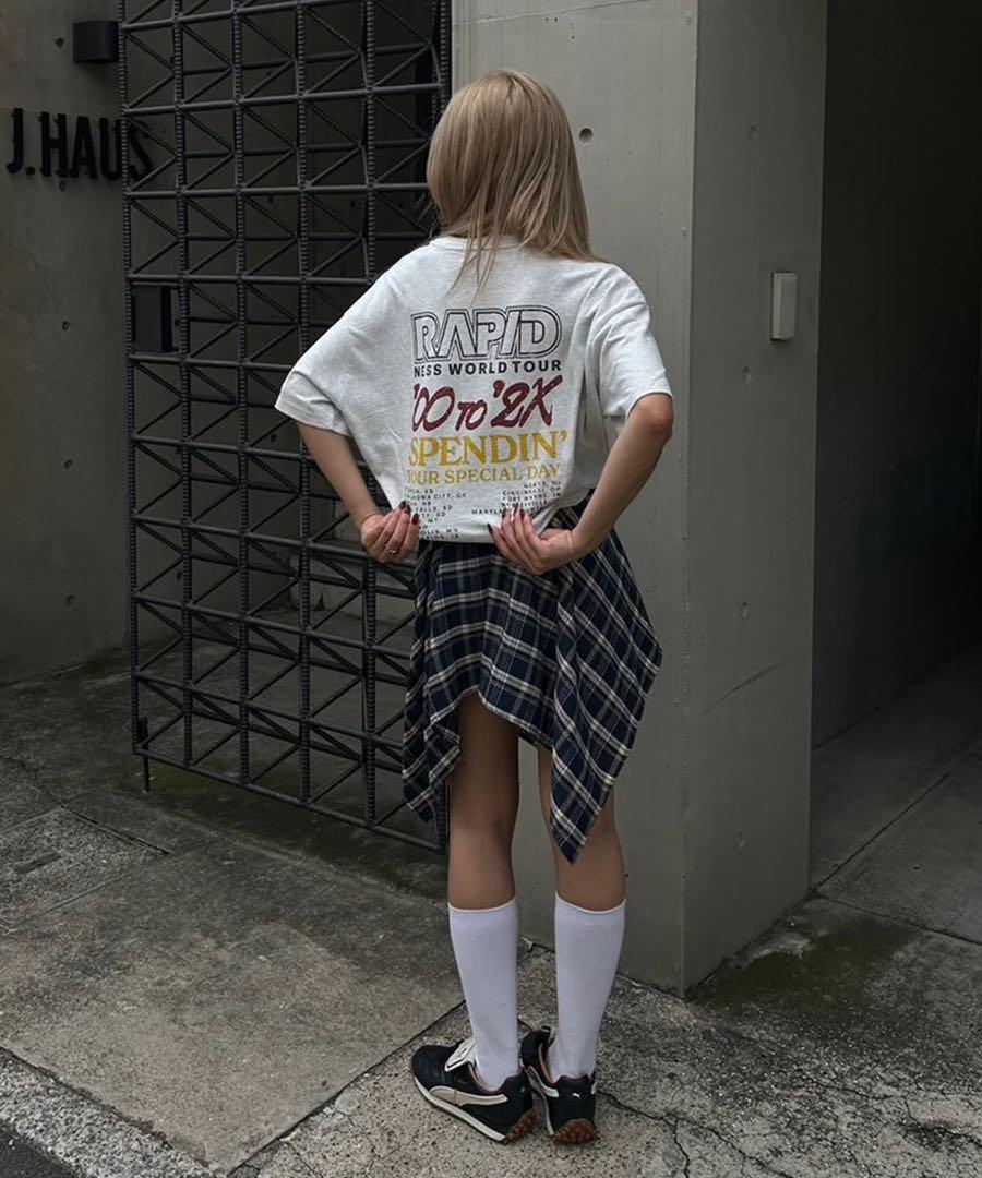 【ACLENT アクレント】Asymmetry check mini skirt