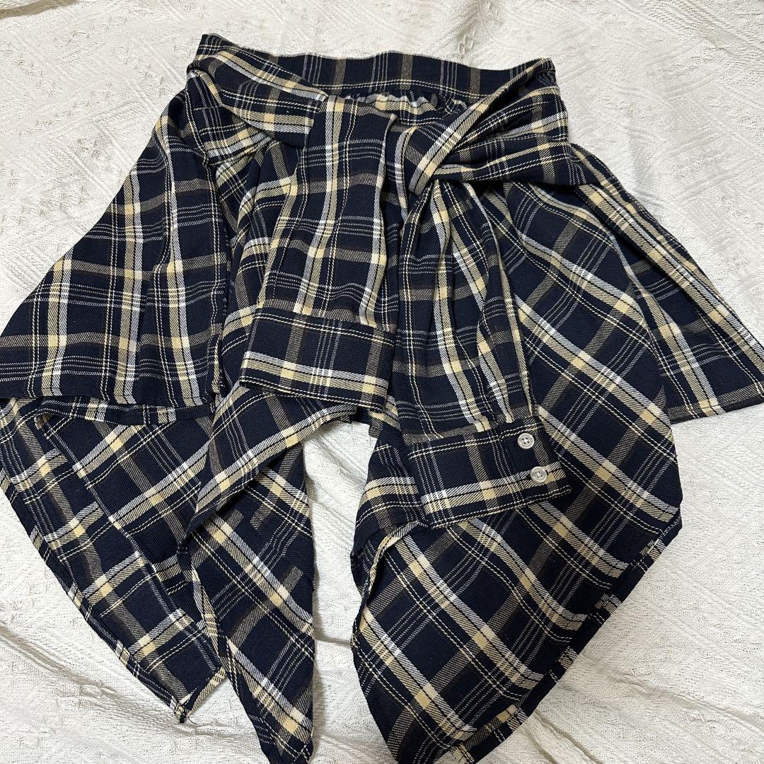 【ACLENT アクレント】Asymmetry check mini skirt