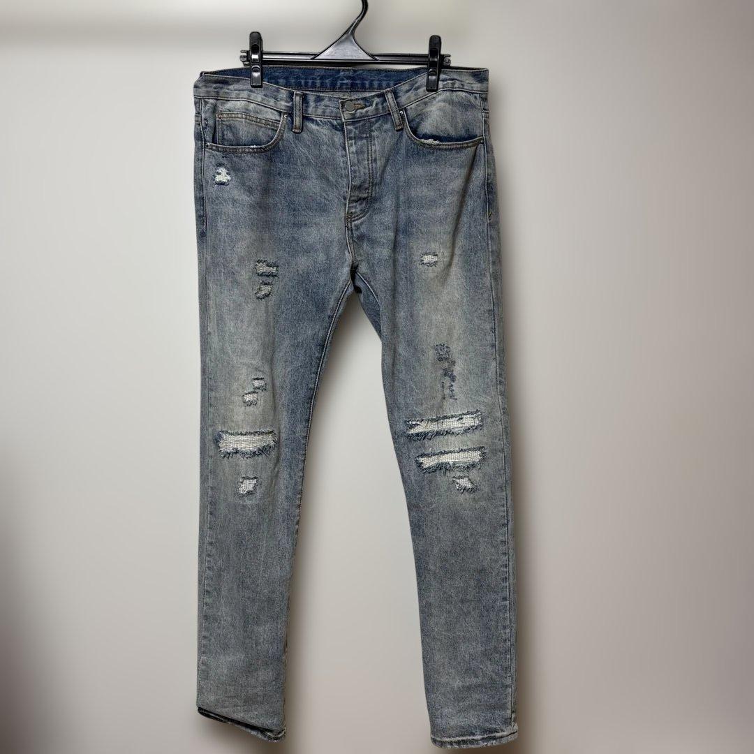 mnml デニム ダメージリペア ストレート