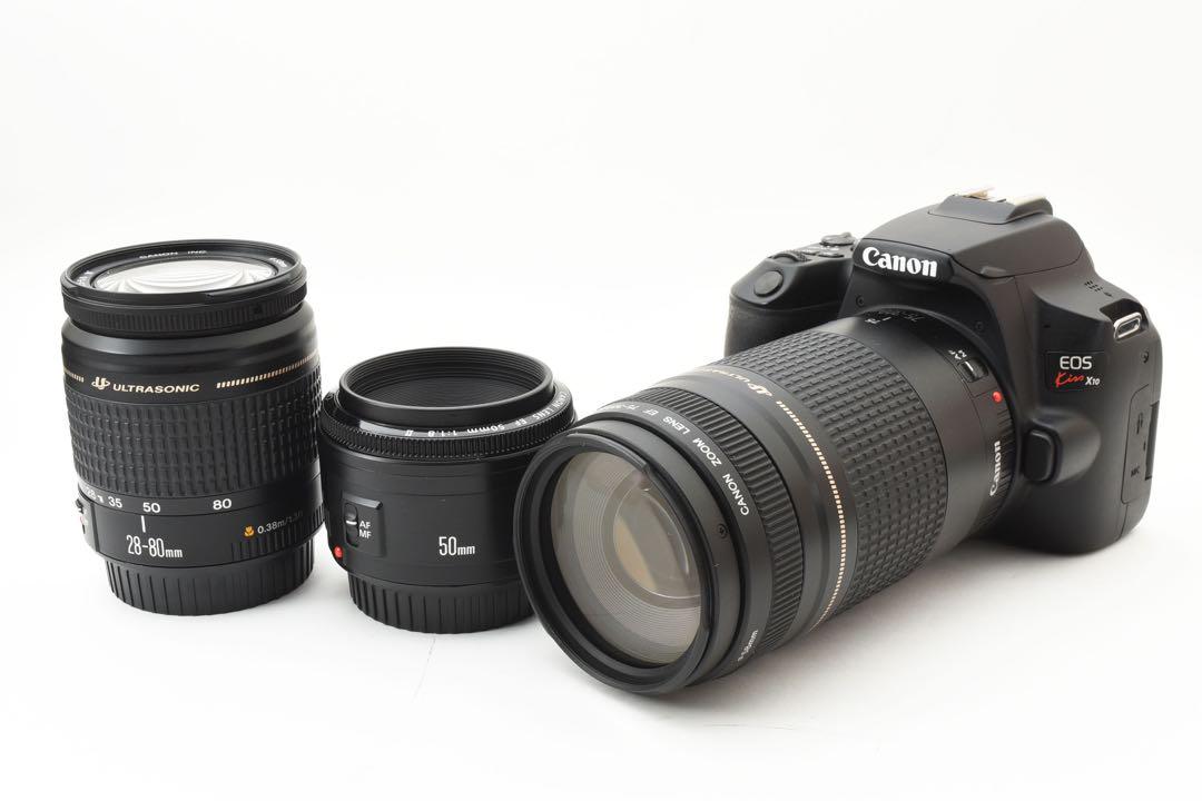保証付☆キャノン☆Canon kiss X10 標準&望遠&単焦点レンズセット 保証付/CANON EOS Kiss X10標準&望遠&単焦点レンズセット/卸