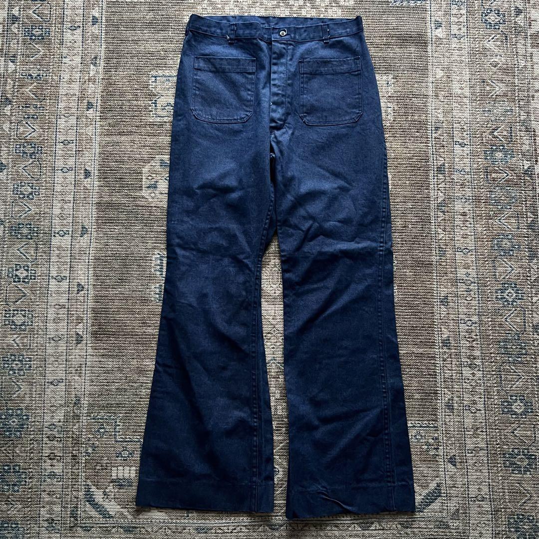 80s US NAVY Trousers Flared Denim Pants