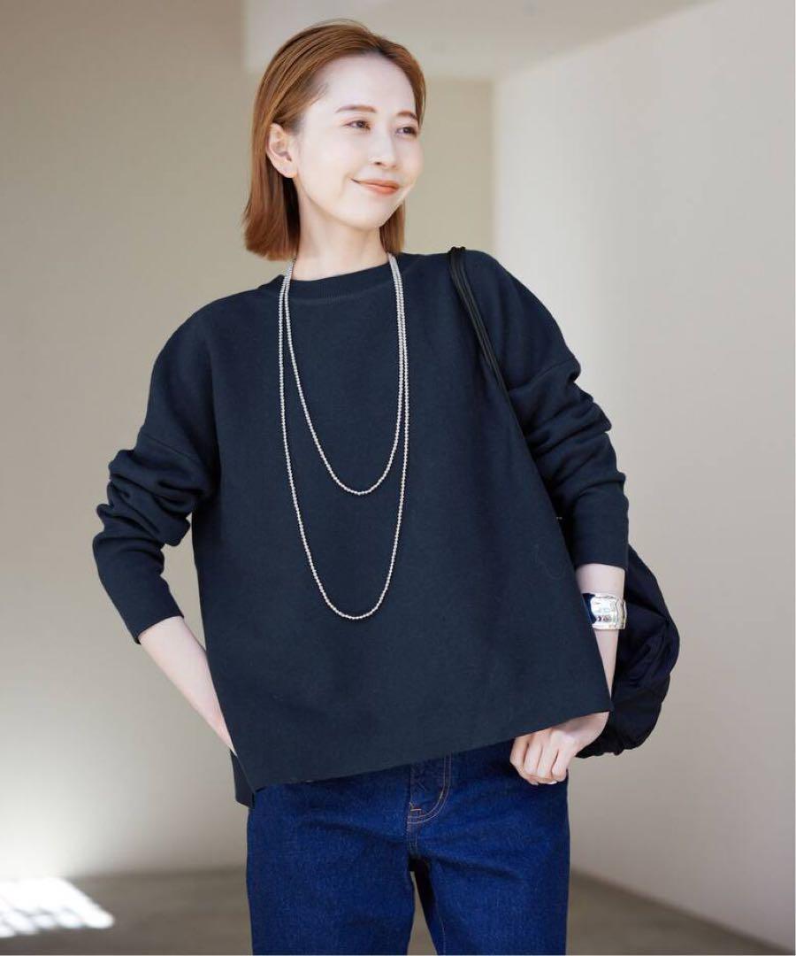 SLOBE IENA コットンダブルフェイスニットプルオーバー