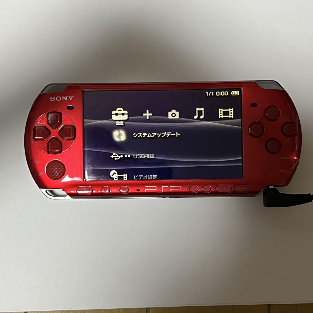 動作確認済】psp 3000 本体 レッド PlayStation ポータブル