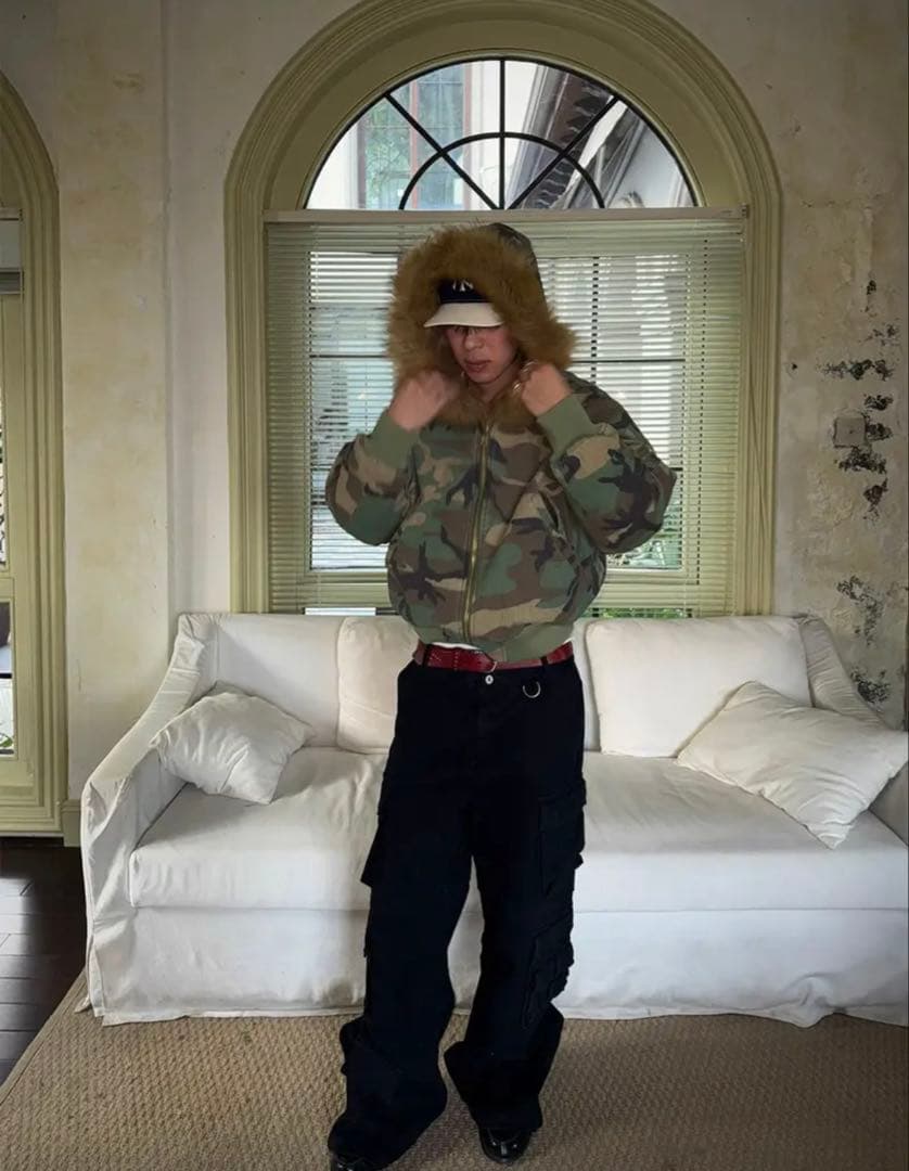 リバーシブルファー付きジャケット　y2k ストリート　シュプリーム　ステゥーシー