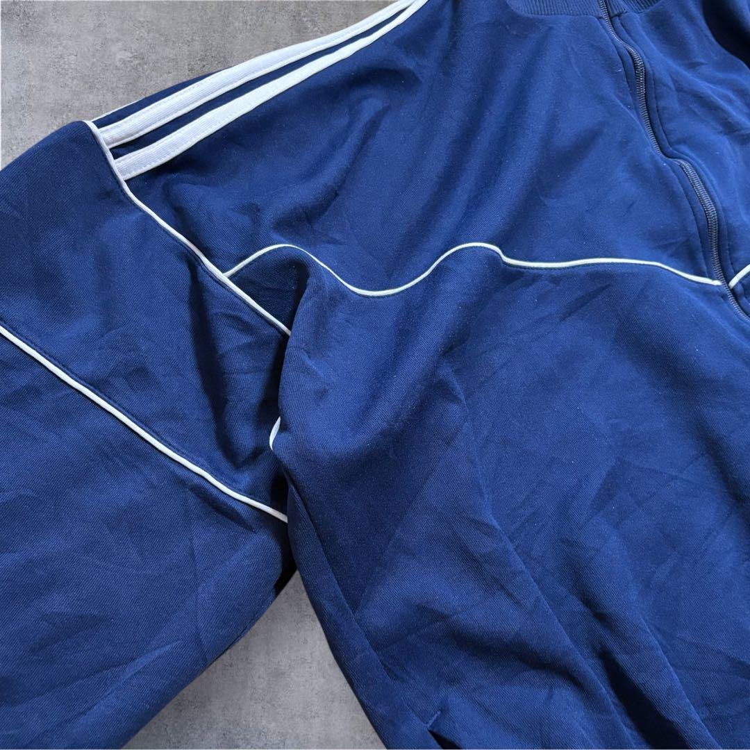 【L7】90s adidasトラックジャケットトレフォイル刺繍3ラインネイビー