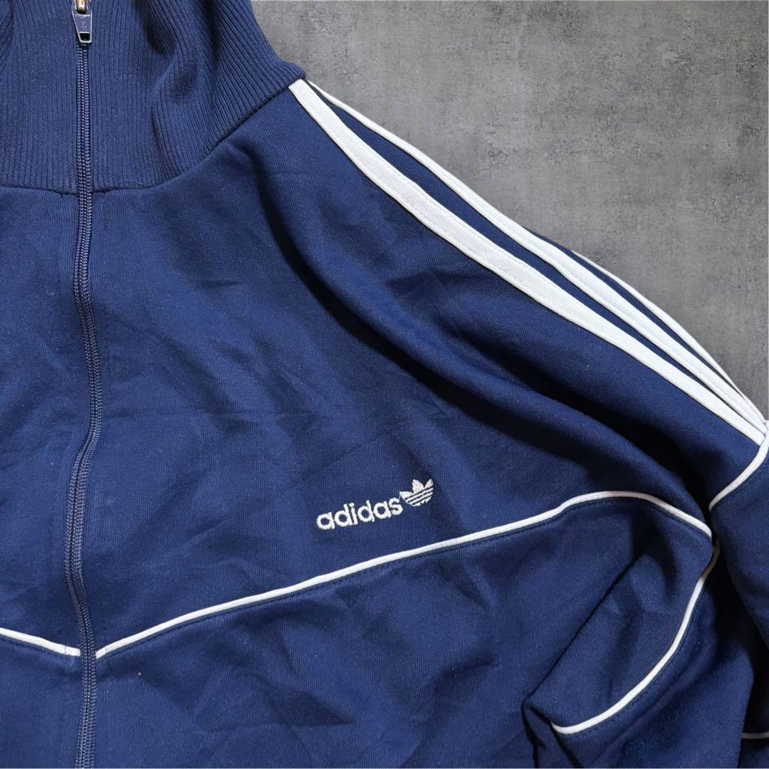 【L7】90s adidasトラックジャケットトレフォイル刺繍3ラインネイビー