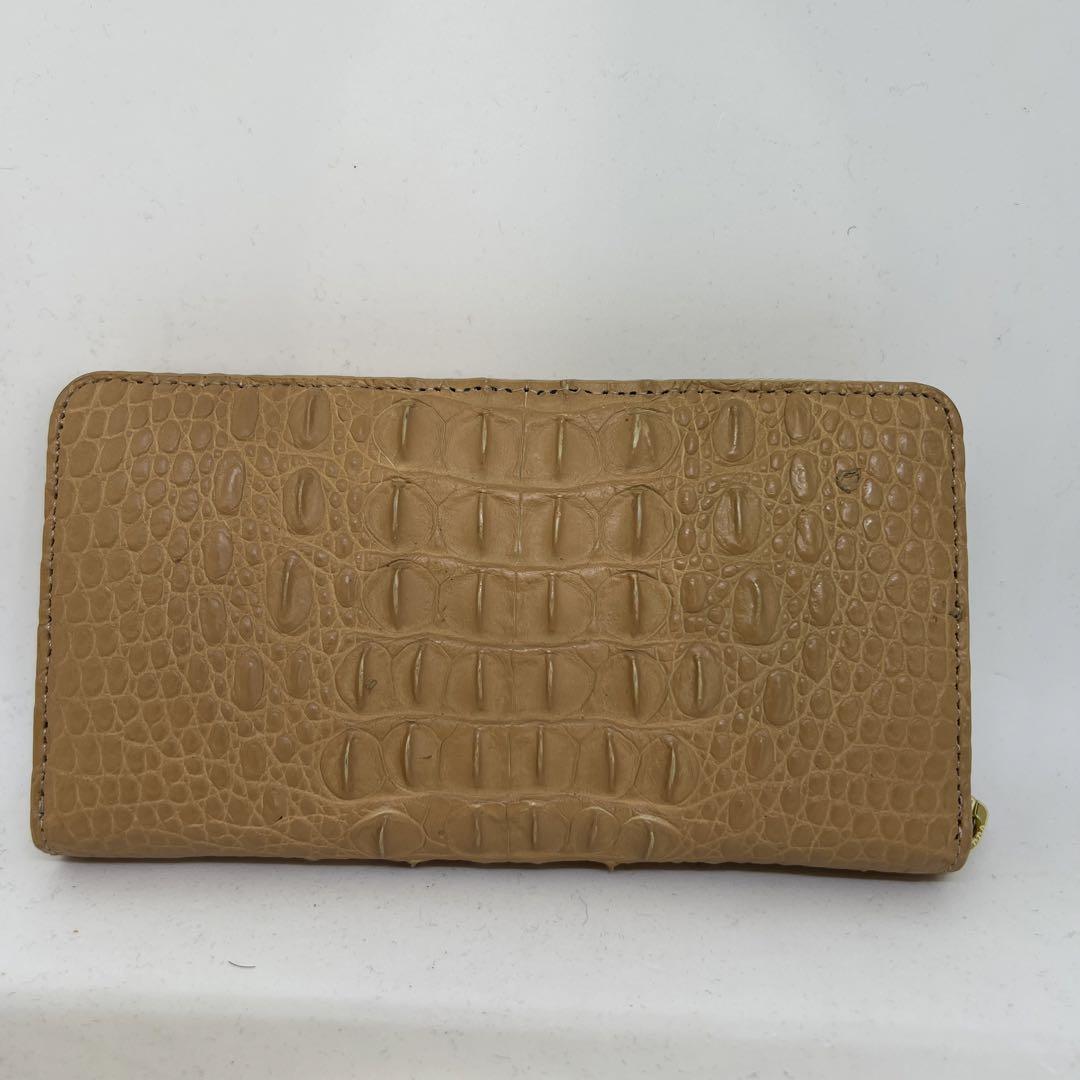 新品 クロコダイル キャメルベージュ ラウンドファスナー長財布 画像2