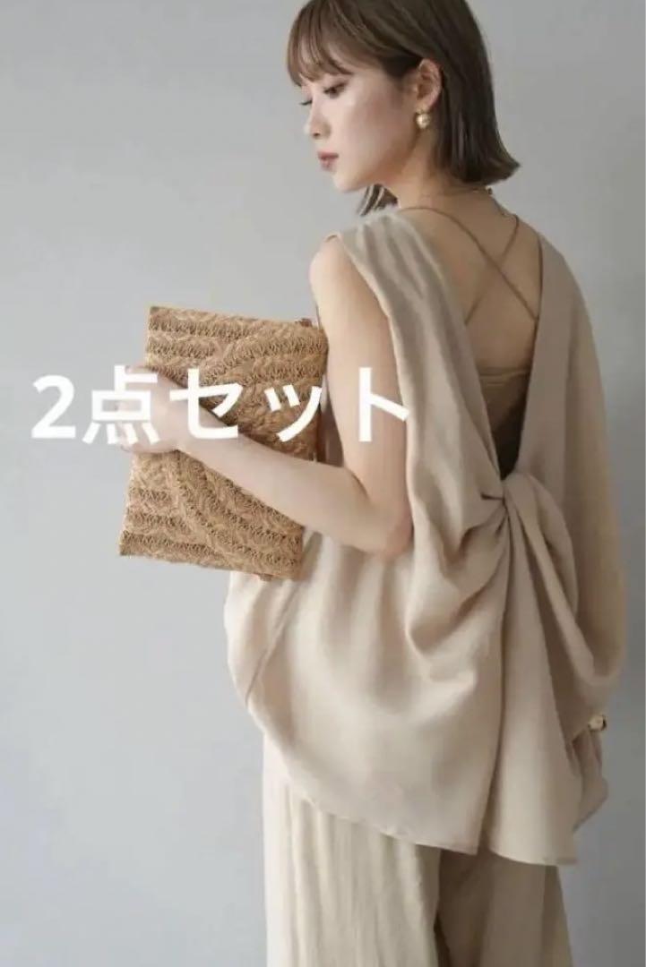 ラスト！【2点セット】バックツイストブラウス＋パンツセットアップ