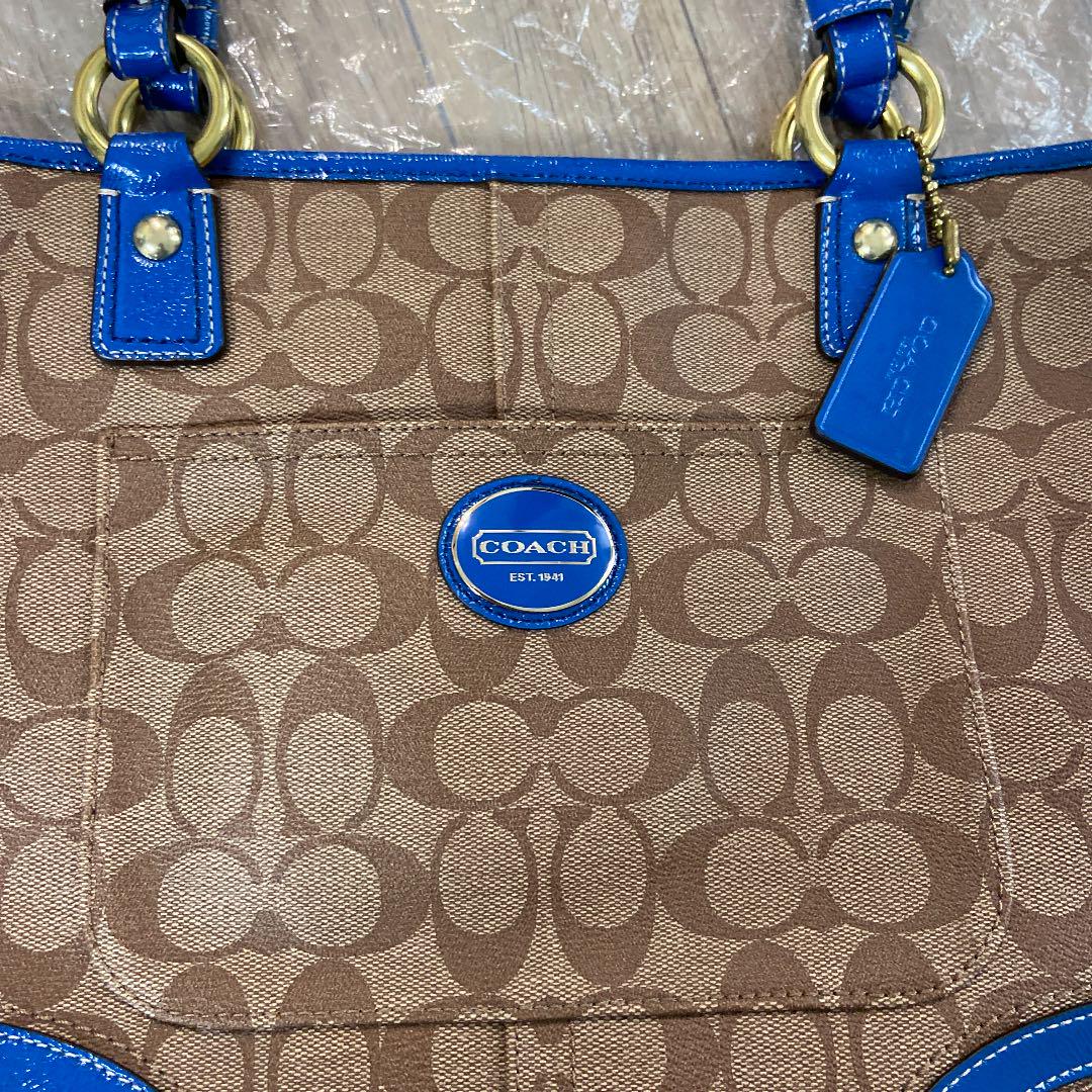 COACH ブルー シグネチャーキャンバス 未使用 13iAj-m25730276743 コーチ トートバッグ 通販限定品