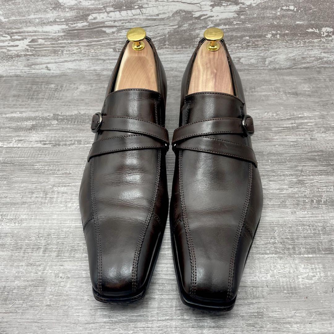 363【美品】キャサリンハムネット ブラウン ダブルモンクストラップ24.5cm