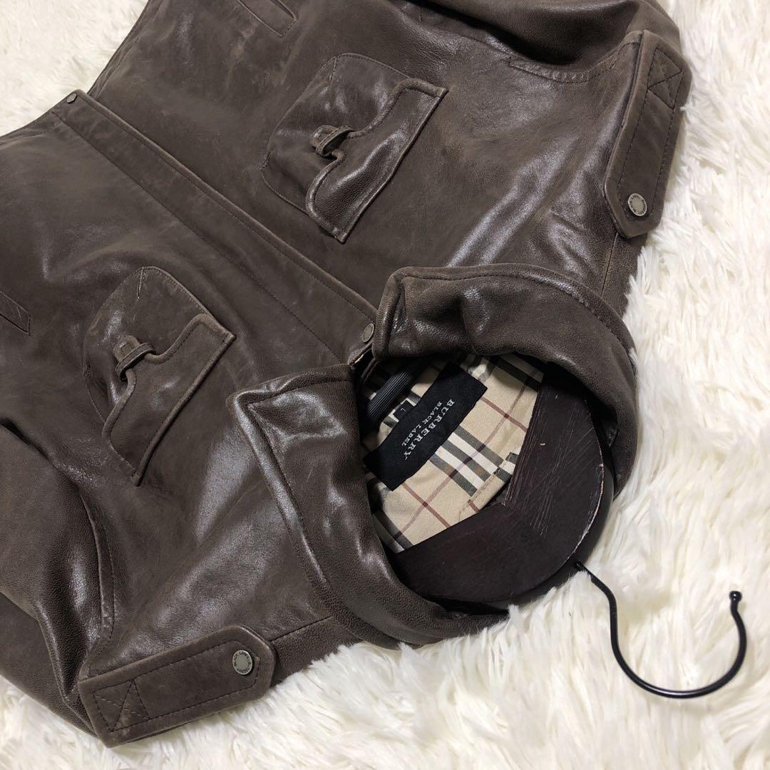 希少✨バーバリーブラックレーベル　レザージャケット 黒　L ノバチェック 希少✨バーバリーブラックレーベル レザージャケット 黒 L ノバ